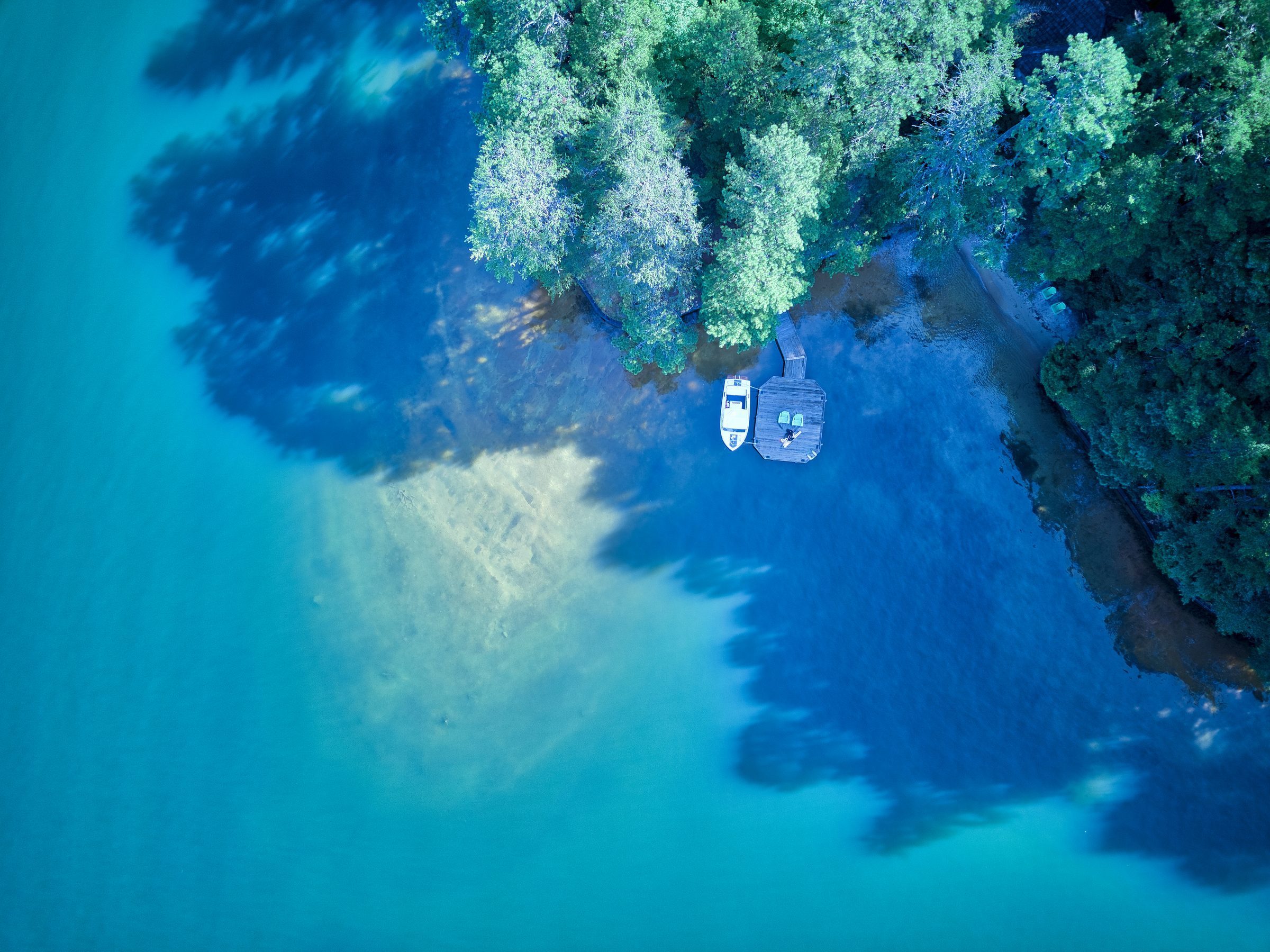 Aerial view — lake dock, North Georgia