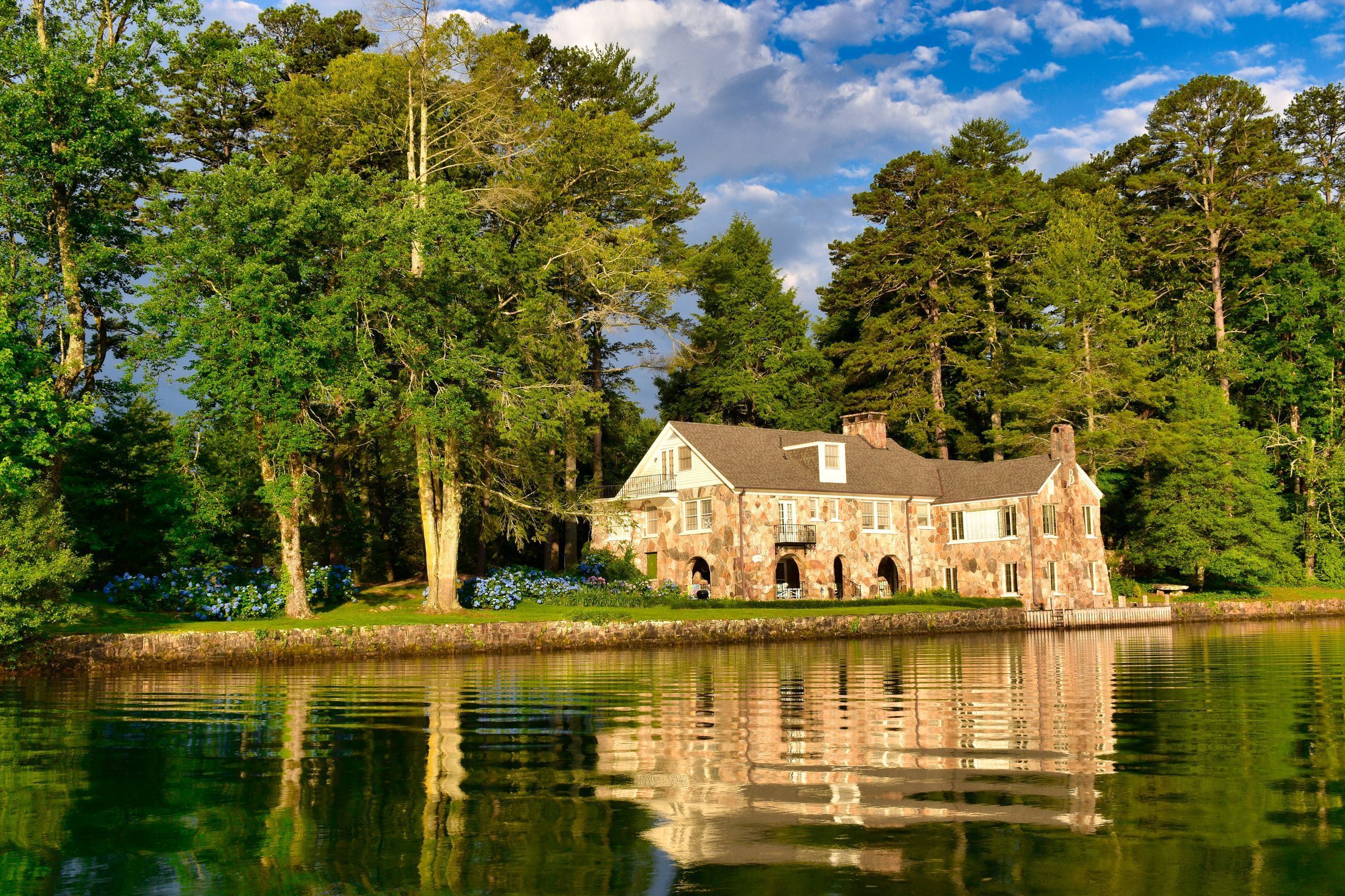 Stone manor on the lake