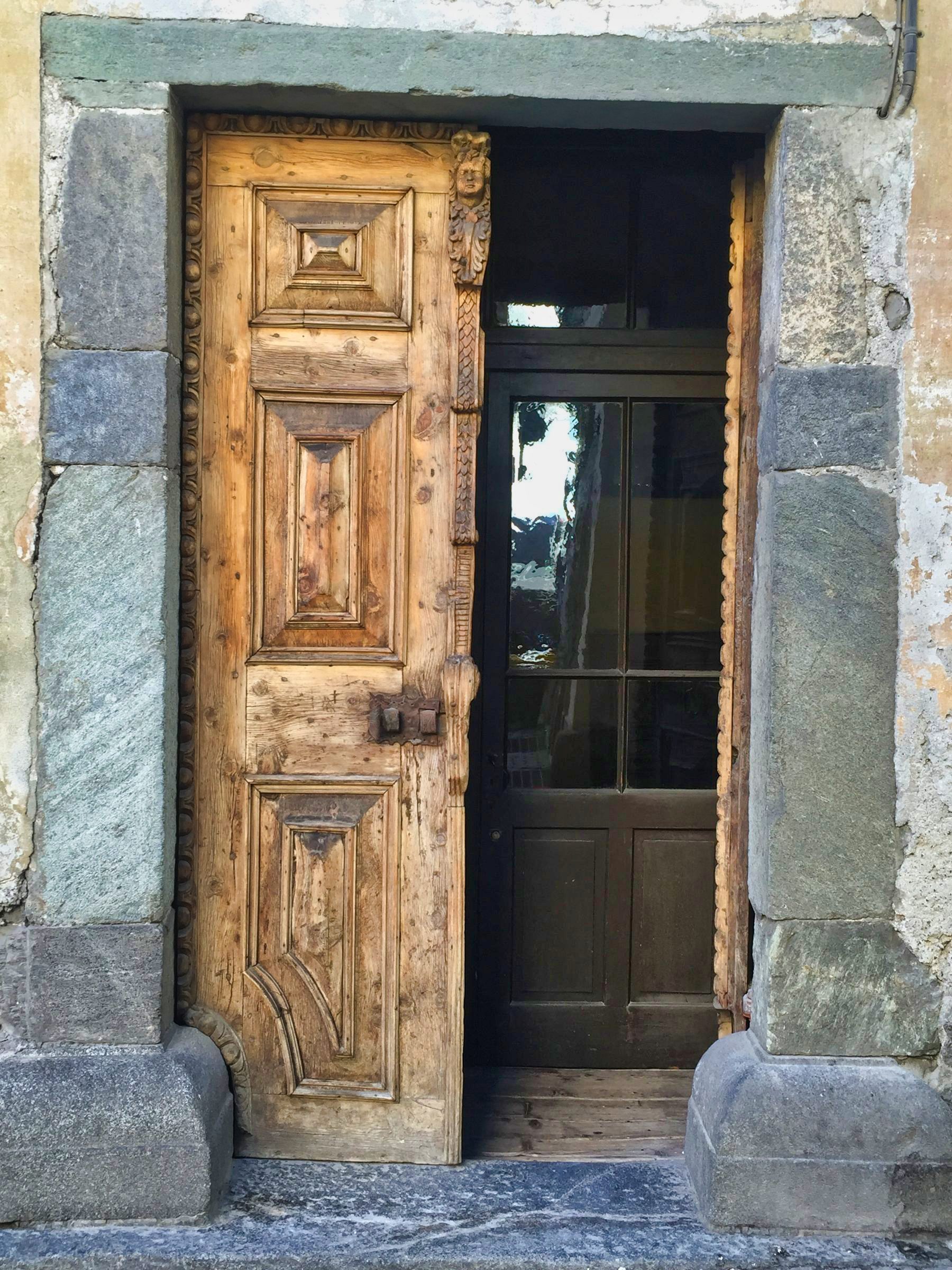 Carved wooden door