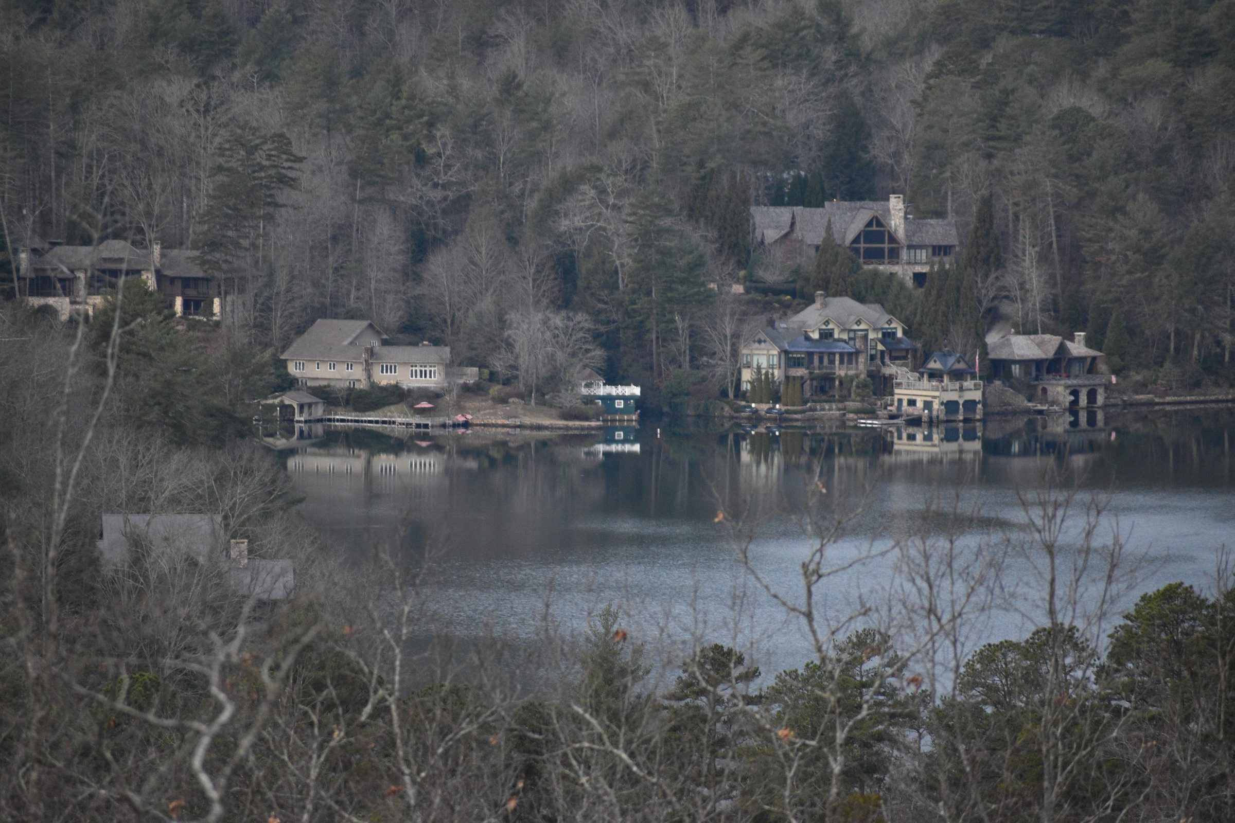 Lake houses in winter
