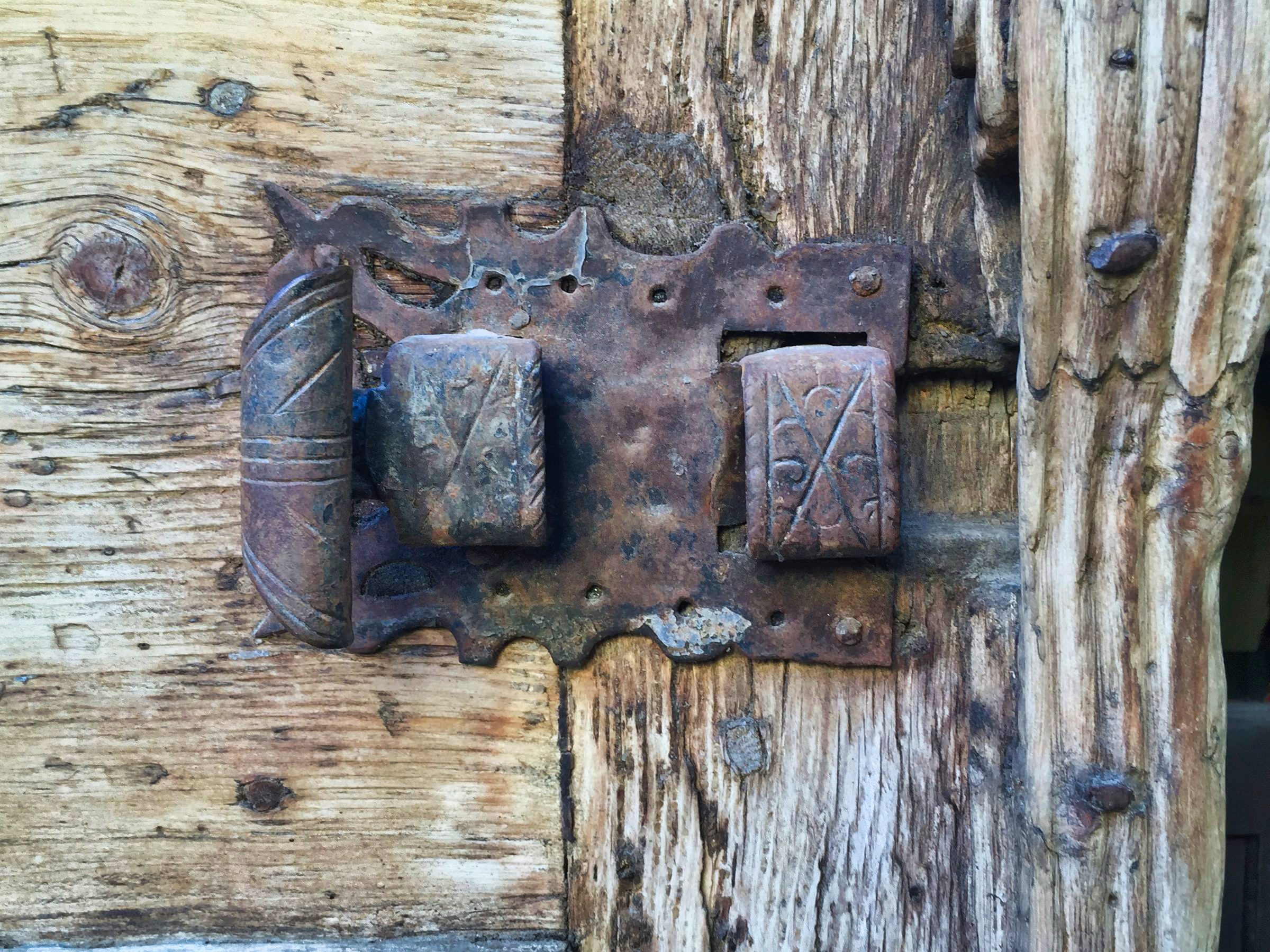 Weathered wooden barn door